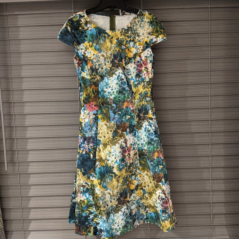 Kilian Kerner Senses Cap Sleeve Colourful Floral Cocktail Party Dress Si… - Picture 4 of 11